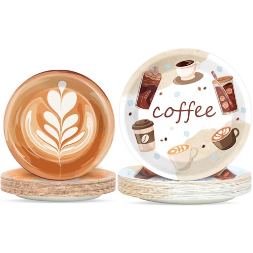 gisgfim 48 Pcs Coffee Party Plates Supplies Tableware Set Coffee