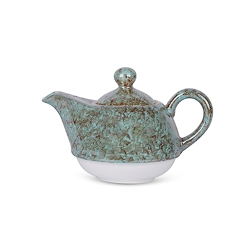 Image of Dandy Lines Tea for One Set Terra Gold, Elegant Tea Set with Kettle, Bone China, Pack of 4, Microwave & Dishwasher Safe, Great for Hosting & Gifting