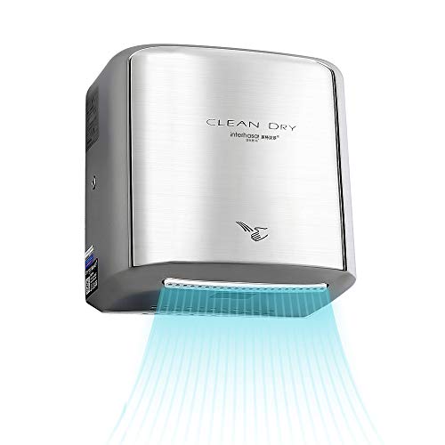 interhasa! Heavy Duty Stainless Steel Hand Dryer for Bathrooms Commercial,1800W(Polished) Automatic Commercial High