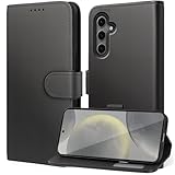 Tawarror Hülle für Samsung Galaxy S24/S25 5G Handyhülle, Premium Abnehmbar PU Lederhülle für Samsung S24 Kartenfach Standfunktion Flip Klapphülle Schutzhülle, Schwarz
