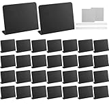 Mini Chalkboard Sign 30Pcs L-Shaped Erasable Chalkboard Sign with 2 Pen & 2 Cloth Multi-Purpose Small for Buffet, Stall, Retail Shop, Party
