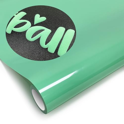 Image of Mint Green Puff Vinyl Heat Transfer - 12 inch x 5ft 3D Puff HTV Vinyl, Puffy Iron-On for Fabrics, Perfect for T-Shirts, Bags, Pillows, Compatible with Cricut & Cameo