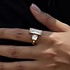 Cubic Zirconia Square Gold-Tone Statement Ring for Women Gold-Tone Plated Stainless Steel Adjustable Stackable Charm Geometric Open Band Wrap Finger Rings Comfort Fit Fashion Holiday Party Prom Jewelry #2