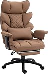 Dowinx Big and Tall Office Chair with Pocket Spring Cushion and Lumbar Support,High Back Computer Gaming Chair with Adiustable Ammrests,Executive Desk Chair with Footrest(Pu-Brown)