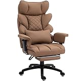 Dowinx Big and Tall Office Chair with Pocket Spring Cushion and Lumbar Support,High Back Computer Gaming Chair with Adiustable Ammrests,Executive Desk Chair with Footrest(Pu-Brown)