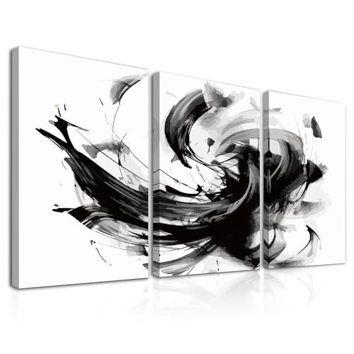 Dazzlewall 3 Pcs Cuadros Decorativos en Blanco y Negro con Marco Cuadros Abstractos Modernos para Decorar Dormitorios y Salones 12x16 en