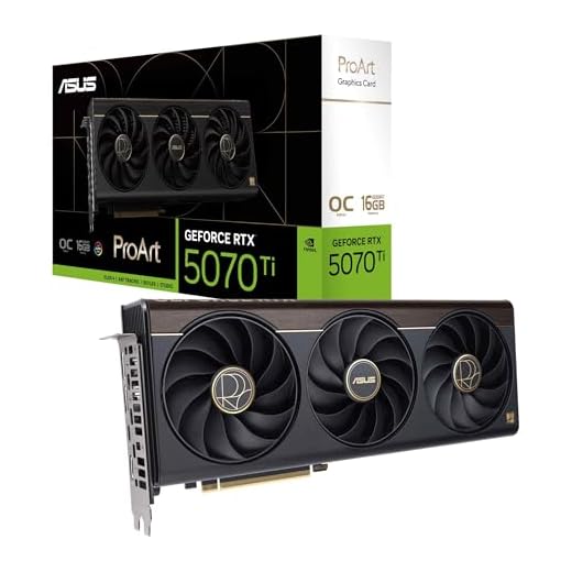 ASUS Placa gráfica ProArt GeForce RTX 5070 Ti OC Edition (PCIe 5.0, 16GB GDDR7, USB Type-C, HDMI/DP 2.1, 2.5-slot, ventiladores de tecnologia axial, câmara de vapor, almofada térmica GPU de mudança de