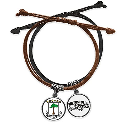 Bracelet cuir Guinée Équatoriale avec emblème national premium