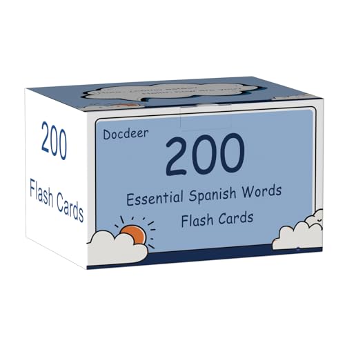 200 Essential English-Spanish Words Vocabulary Flash Cards Flashcard for Beginners