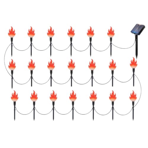 Aufmer 20 Head Flame Shaped Solar Lights 36 Ft Solar Pathway Lights Outdoor - image 2