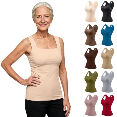 Tank Tops with Built in Bras for Older Women Sleeveless Wide Strap Camisole - image 1