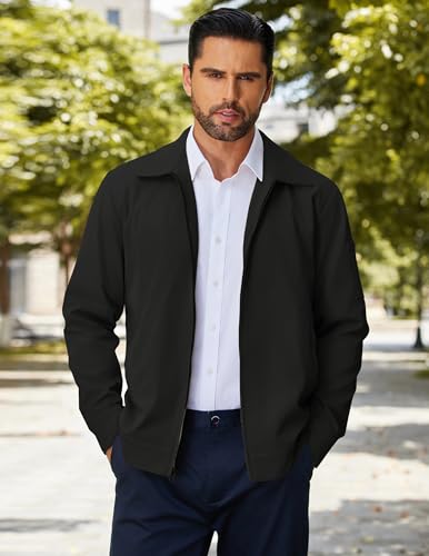 COOFANDY Men's Lightweight Zip Up Jacket Eisenhower Work Office Jackets Casual Golf Outwear2