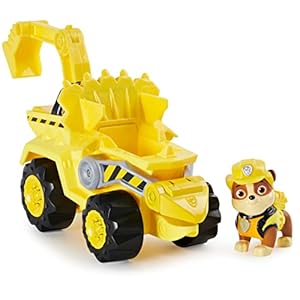 Paw Patrol Dino Rescue Rubbles Basis Fahrzeug mit Rückzieh-Mechanismus, inklusive Hundefigur und Überraschungs-Dino…