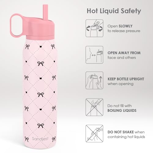 Image of Bow Insulated Stainless Steel Water Bottle with Twist Lid 20oz, Sports & Gym Water Bottles for Women Girls Friends, Gift for Birthday Christmas