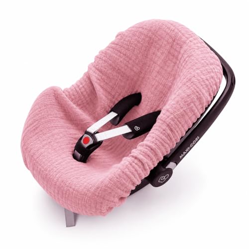 Housse d'été pour siège bébé anti-transpiration mousseline coton rose