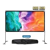 MYUYEE Tragbare 100-120-Zoll-Projektionsleinwand, 3D/4K, Camping, Filmvorhang, Hd, 16:9, Outdoor-Bodenständer, Projektionsleinwand, Videospiele, Büro(120 Zoll)
