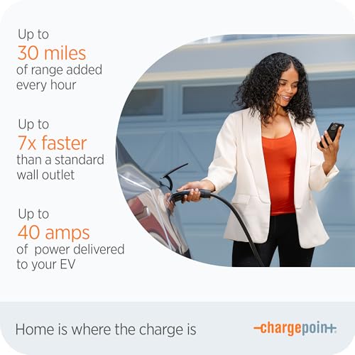 ChargePoint HomeFlex Level 2 EV Charger NACS, NEMA 6-50 Plug for Electric Car - Fast Smart Battery Power Charging at Home for Electric Automobile Vehicles