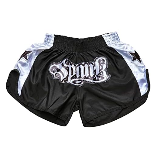 Short de Muaythai Kickboxing Profissional Spank (M, PRETO-PRATA)