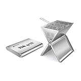Flatpack Notebook Portable Stainless Steel BBQ Grill and Fire Pit, Charcoal Grill and Smoker for for...