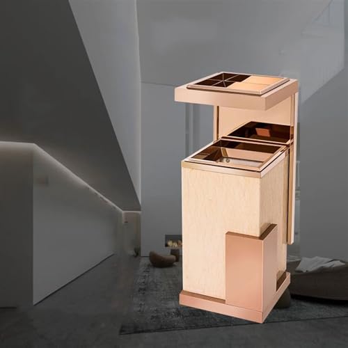 RAABYU Abfalleimer für den Außenbereich, Marmor-Mülleimer, Hotellobby, Hotel, spezielles Bürogebäude, Edelstahl, vertikal, mit Aschenbecher, gewerblicher Mülleimer für den Außenbereich – Bild 4