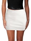 VividMosaic Women's Y2K Black Leather Mini Skirt High Waisted Side Zipper Stretchy Faux PU Bodycon Short Skirts
