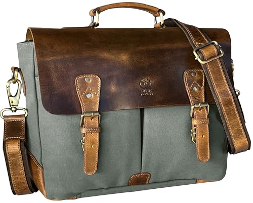 Bolsa de couro Rustic Town de 15 polegadas para laptop e pasta carteiro, Dark Grey, 15 inch