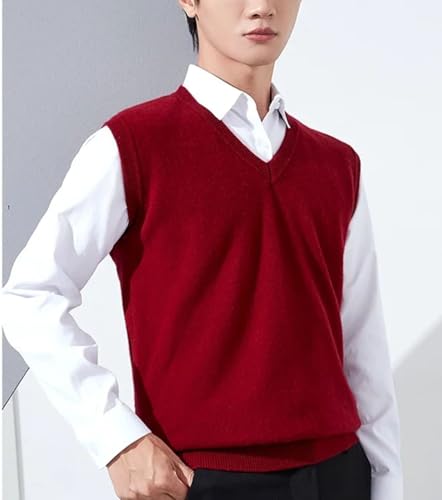 Men’S Classic V-Neck Cashmere Wool Sweater Vest Super Warm Sleeveless Knitted Pullover Tank Top4