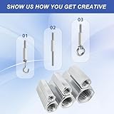 HiPicco Hex Coupling Nuts, M10 x 1.5-Pitch UNC 40mm/1.57" Length, 4 Pack 304 Stainless Steel Rod Coupling Nut for Threaded Rods & Studs - Image 6