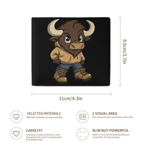 Buffalo Coin Purse PU Leather Bifold Wallet Small Change Purse Pouch Front Pocket Wallets3