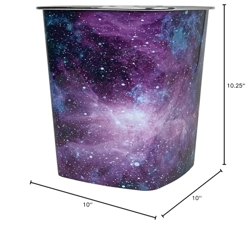 Image of KOLORAE Waste Can 10L (2.6 Gallons) - 3 Pack Trash Garbage Can for Home, Office, Dorm Room Wastebasket (Galaxy)