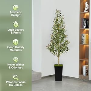 Artificial Olive Tree 6Ft - Large Tall Fake Plant with Realistic Aesthetic Design Faux Silk Floor Plants for Home Living Room Bedroom Office Patio Indoor and Outdoor Decor Artificial Olive Tree 6Ft Large Tall Fake Plant with Realistic Aesthetic Design Faux Silk Floor Plants for Home Living Room Bedroom Office Patio Indoor and Outdoor Decor
