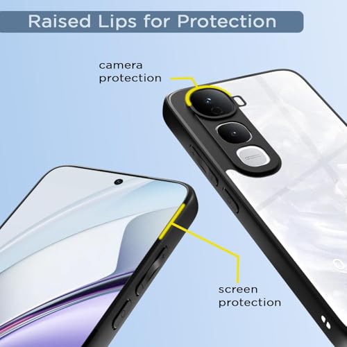 Image of AIBEX Back Cover for Vivo Y400 Pro 5G | Shockproof Transparent Case with TPU Camera Lens Guard | Slim Hybrid Armor Non-Yellowing Polycarbonate Cover - Black Edges