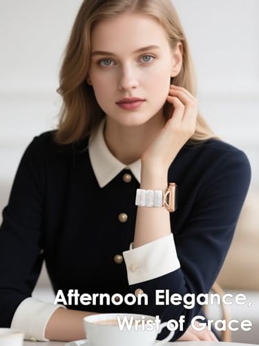 Image of V.R.HOPE Stretchy Resin Apple Watch Band for Series Ultra /10 /9 /8 /7 /SE 38mm 40mm 41mm 42mm Fashion Cute, Lightweight & Flexible, Rectangle Design with iWatch Series 6 /5 /4 /3 /2 /1(Fluorescent White-S)
