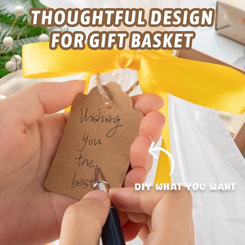 Image of OIAHOMY Small Woven Basket with Gift Bags, Ribbons & DIY Label Card, Baskets for Gifts Empty, Small Rope Basket 12 * 8 * 5IN, Cute Decorative Baskets with Handles for Baby Pets, Toys, White