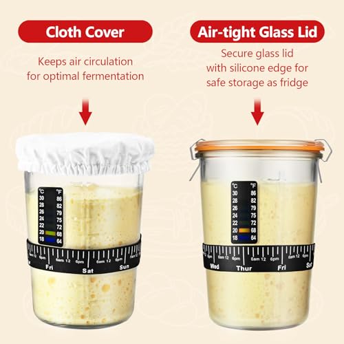 TKVAZK Sourdough Starter Jar, Thicken Glass Sourdough Jar Wide Mouth 27 Oz - image 3