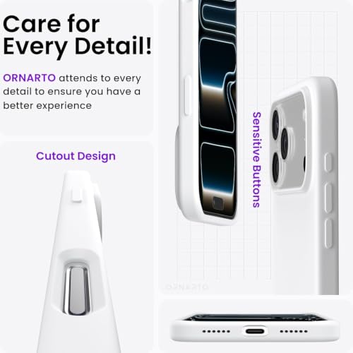 Image of DIZORO Compatible with iPhone 17 Pro Max / 18 Pro Max Case, Liquid Silicone 3 Layers Full Covered Soft Gel Rubber Phone Case,Shockproof Protective Cover with Anti-Scratch Microfiber Lining- White