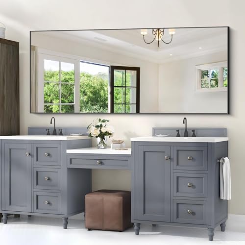 Image of COFENY 30x72inch Bathroom Mirror, Black Rectangle Mirror with Thin Frame, Large Rectangular Wall Mirrors for Bathroom, Living Roomm, Hair Salon, Big Farmehouse Mirror Hang Horizontal /Vertical
