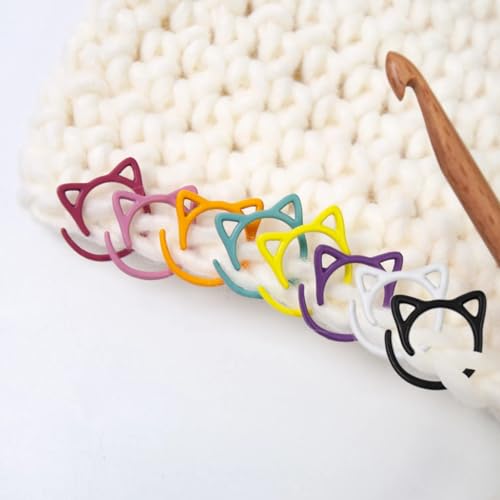 Image of Wonafa 30 Pcs Color Cat Stitch Marker Crochet Markers for Crocheting, Crochet Markers Ring (Cat-30Pcs)