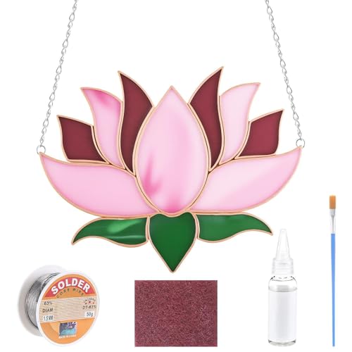 LemonRoad Unfinished Stained Glass Craft Kit (Lotus Flower)