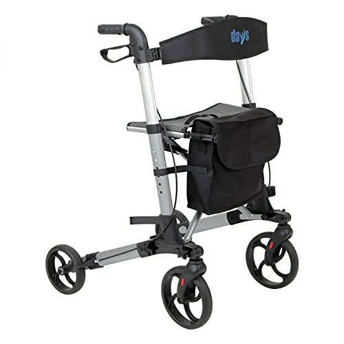 Days Deluxe Leicht Rollator, Höhenverstellbarer Rollator, die für einfache Lagerung und Transport zusammenklappbar, Begrenzte Mobilitätshilfe, Sitzhöhe 610 mm,
