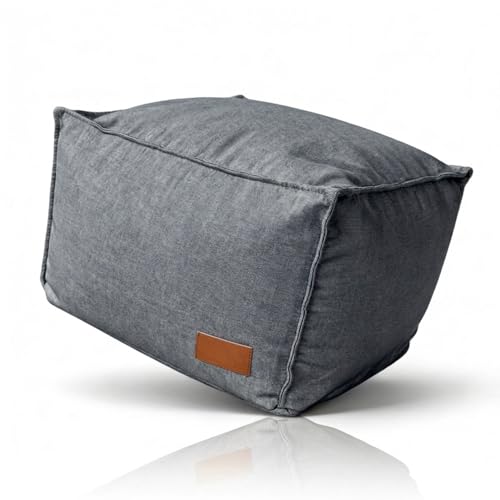 Aiire Reposapies Puff Salon Moderno - Puf Cuadrado o Taburete para Reposa Pies Sofa - Cojin de Suelo XXL para Decoracion Hogar Moderno, Habitación Adolescente o Bean Bag Gamer Gris