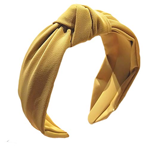 Etercycle Headband for Women, Knotted Wide Headband, Yoga Hair Band Fashion Elastic Hair Accessories for Women (Yellow)