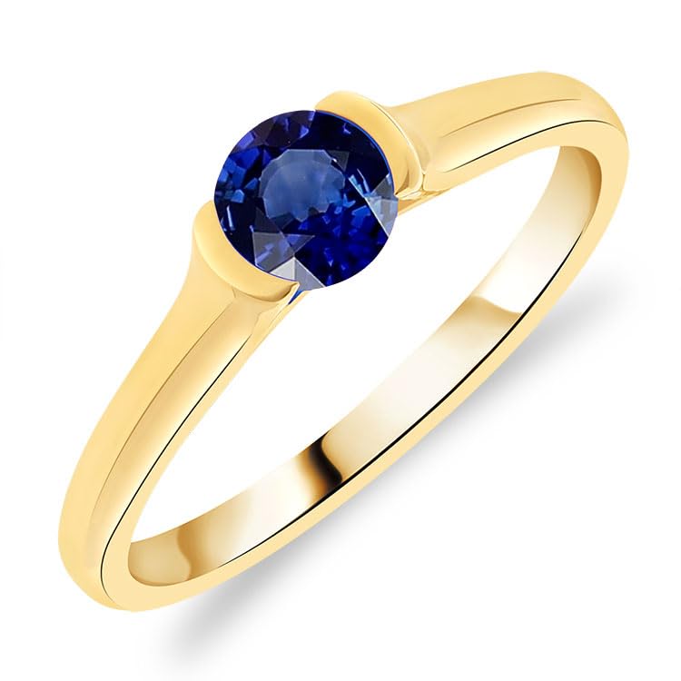 Bague Solitaire en Or Jaune Planetys sertie d'un élégant Saphir naturel