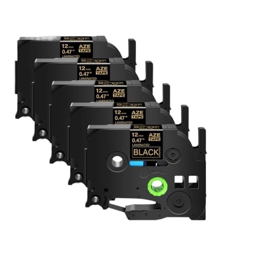 10PCS 5PCS 12mm���x���e�[�vTZ TZE-231 TZE-241 PT-H110���x���v�����^�[�p�̃��~�l�[�g�e�[�v(5PK Gold on Black)