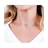 Tooliks – Blue Opal Cross on Thin Sterling Silver Choker Necklace – 13.5