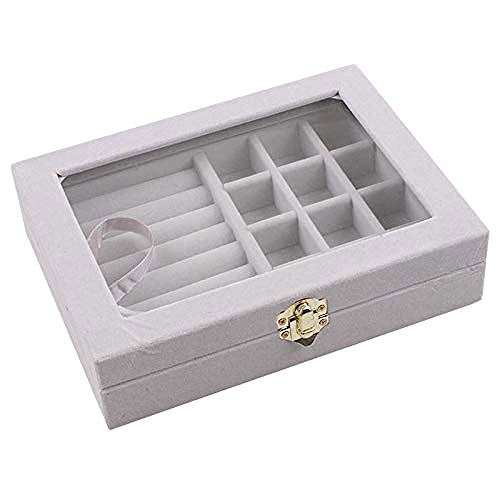 Boîte à bijoux en cuir organisateur de rangement pour boucles d'oreilles et bagues