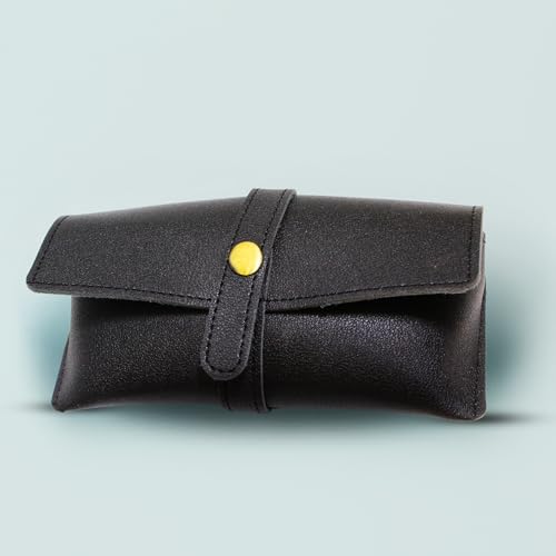 Image of Personalized Leather Goggle Cover | Custom Name | Unisex Faux Leather Eyewear Case with Button Closure | Travel-Friendly & Durable Sunglasses Holder for Men & Women