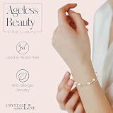 Crystalline Azuria Różowe złoto Biżuteria Symulowana Biała Perła Naszyjnik Kolczyki Bransoletka dla Kobiet Ślub Akcesoria dla Nowożeńców i Druhny Pozłacane 18 kt Różowym Złotem