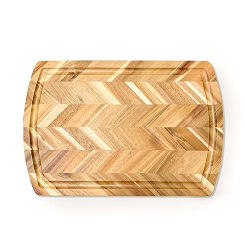 Tabla de cortar rectangular de madera de acacia 18x12x1 pulg