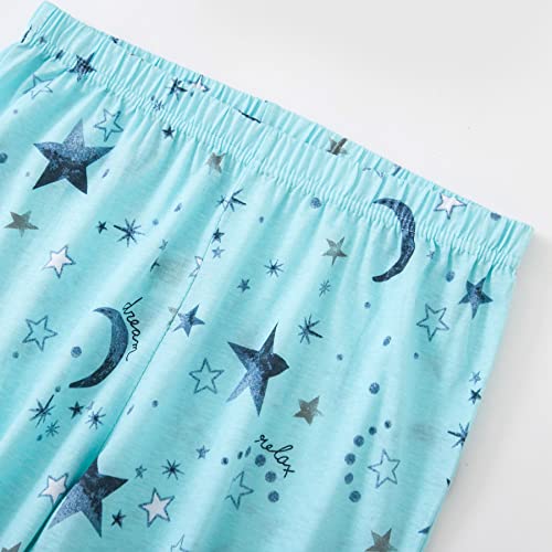 Zando Pajamas For Women Two Piece Lounge Sets Short Sleeve Womens Pajama Sets Soft Capri Pajama Pants Cotton Pjs For Women Set Cute Lounge Pants Comfy Pj Pants Pj Set Green Stars Medium #TOP3